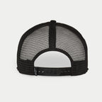 Boné Alpinestars Corp Trucker, Branco e Preto, vista traseira com painéis de malha respirável pretos, fecho snapback ajustável, pequeno logótipo Alpinestars na etiqueta traseira, acessório de cabeça casual inspirado no desporto motorizado