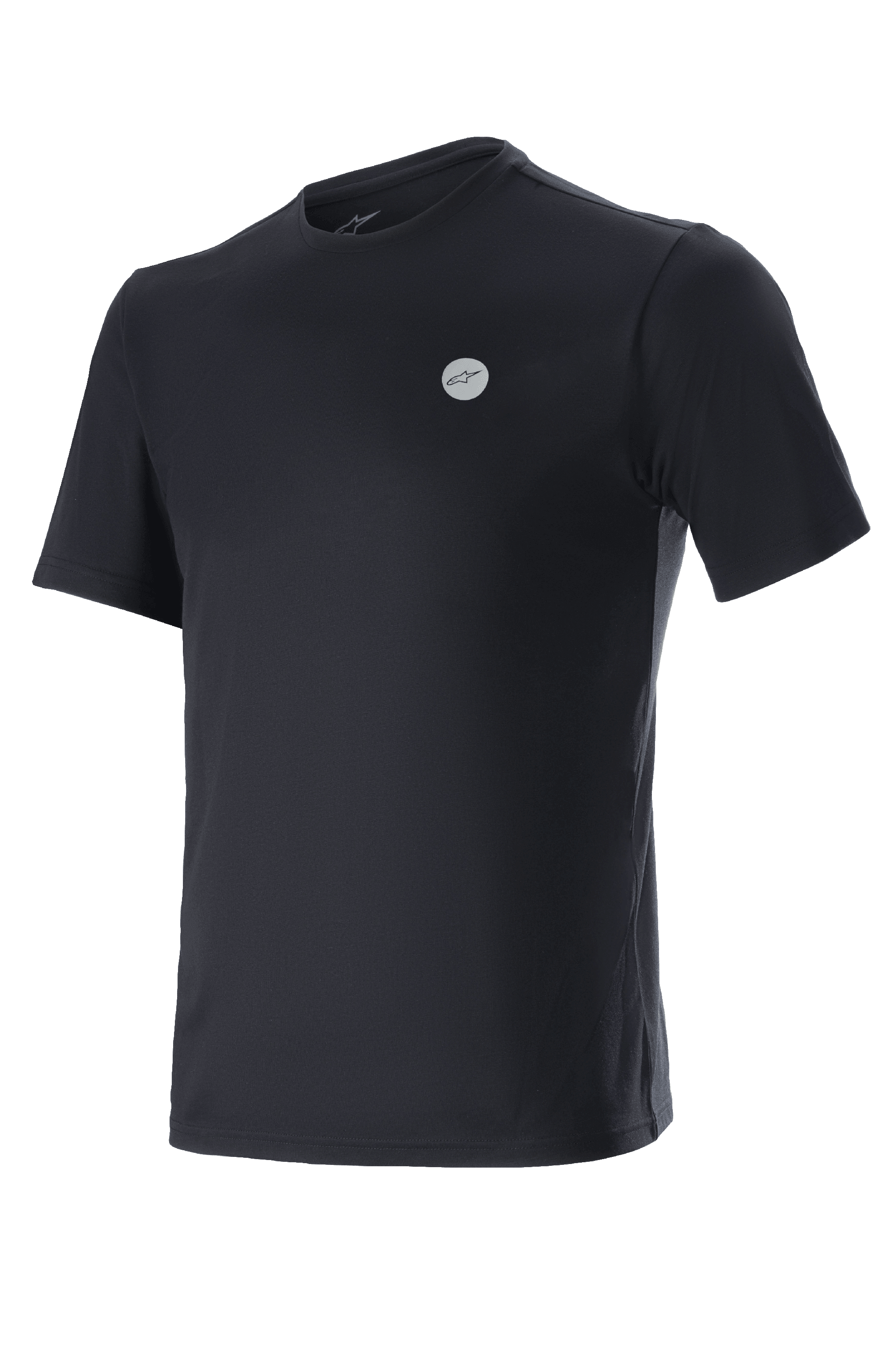 Alpinestars Dot Tech Tee, Short Sleeve T-Shirt, Black, Small circular logo with Alpinestars star on chest, Performance MTB Apparel