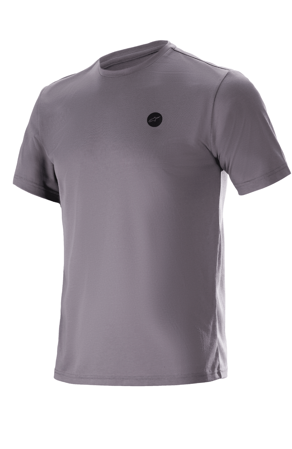 Alpinestars Dot Tech Tee - Manga Curta, cinzento Sparrow, t-shirt técnica, pequeno logótipo circular preto no peito, tecido DriRelease com absorção de humidade, vestuário casual para BTT e off-road