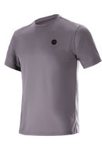Alpinestars Dot Tech Tee - Manga Curta, cinzento Sparrow, t-shirt técnica, pequeno logótipo circular preto no peito, tecido DriRelease com absorção de humidade, vestuário casual para BTT e off-road