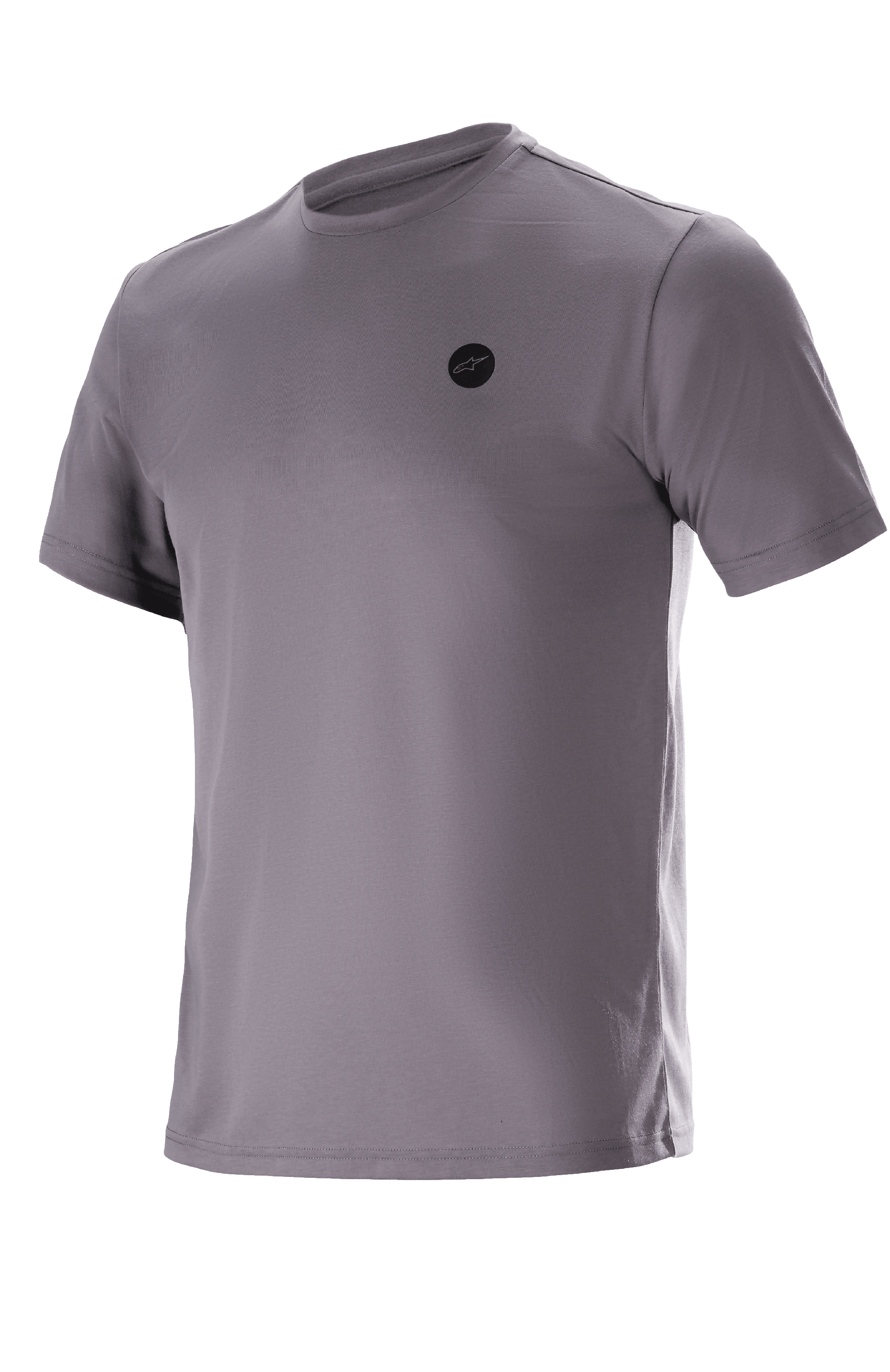 Alpinestars Dot Tech Tee - Manga Curta, cinzento Sparrow, t-shirt técnica, pequeno logótipo circular preto no peito, tecido DriRelease com absorção de humidade, vestuário casual para BTT e off-road