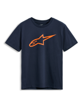 Alpinestars Ageless 2.0 CSF Tee, Short Sleeve T-Shirt, Navy, Orange Astars Logo, Casual Motorsport Sportswear