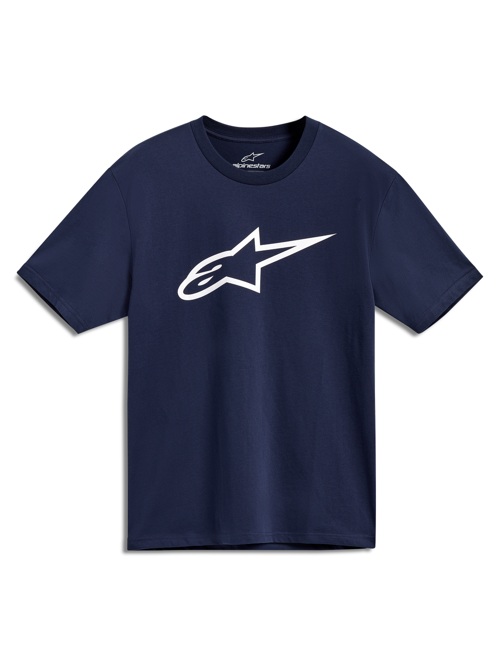 Alpinestars Ageless 2.0 CSF Tee, t-shirt azul-marinho de manga curta com logótipo branco frontal, sportswear casual