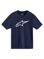 Alpinestars Ageless 2.0 CSF Tee, t-shirt azul-marinho de manga curta com logótipo branco frontal, sportswear casual