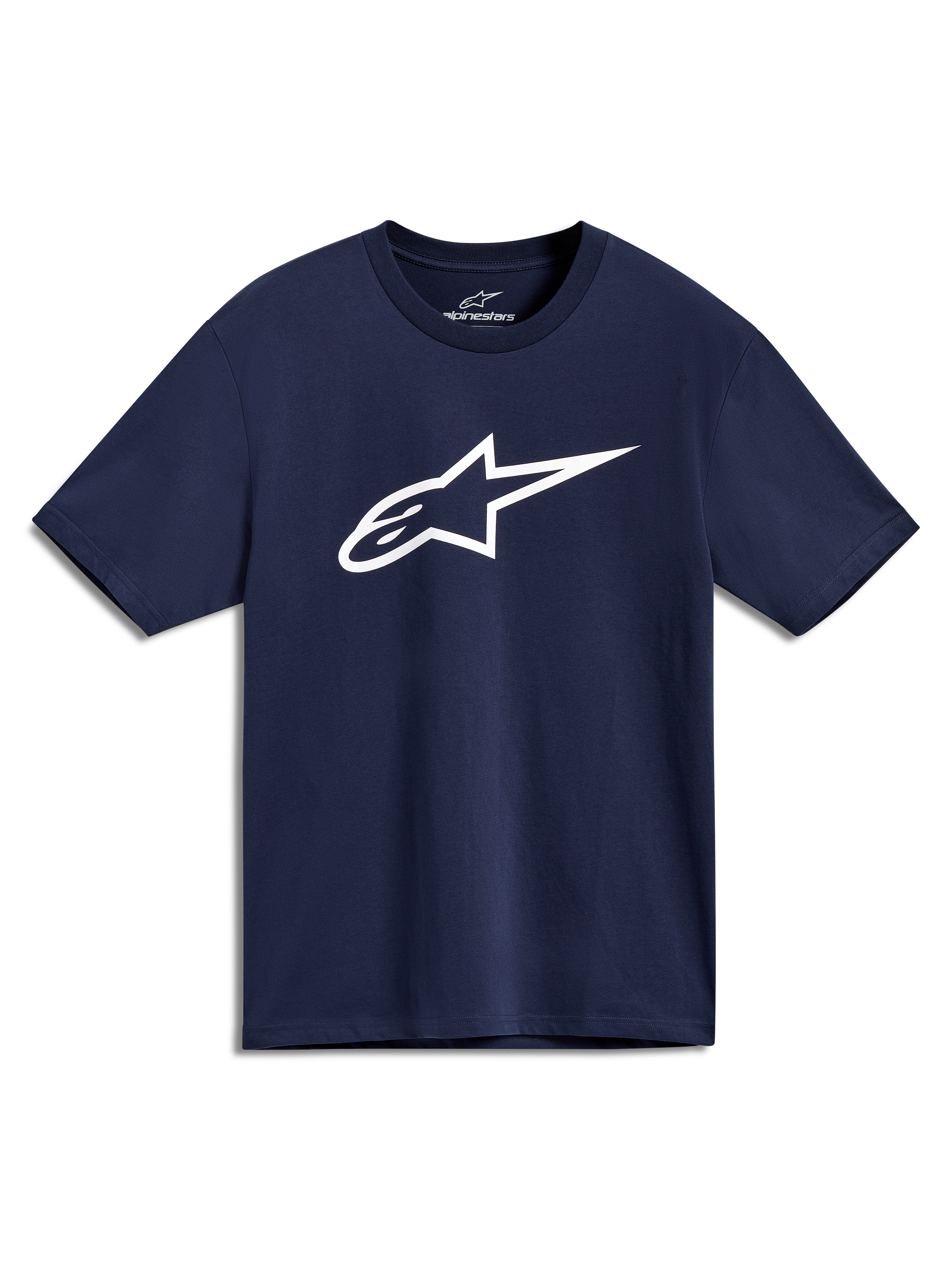 Alpinestars Ageless 2.0 CSF Tee, t-shirt azul-marinho de manga curta com logótipo branco frontal, sportswear casual