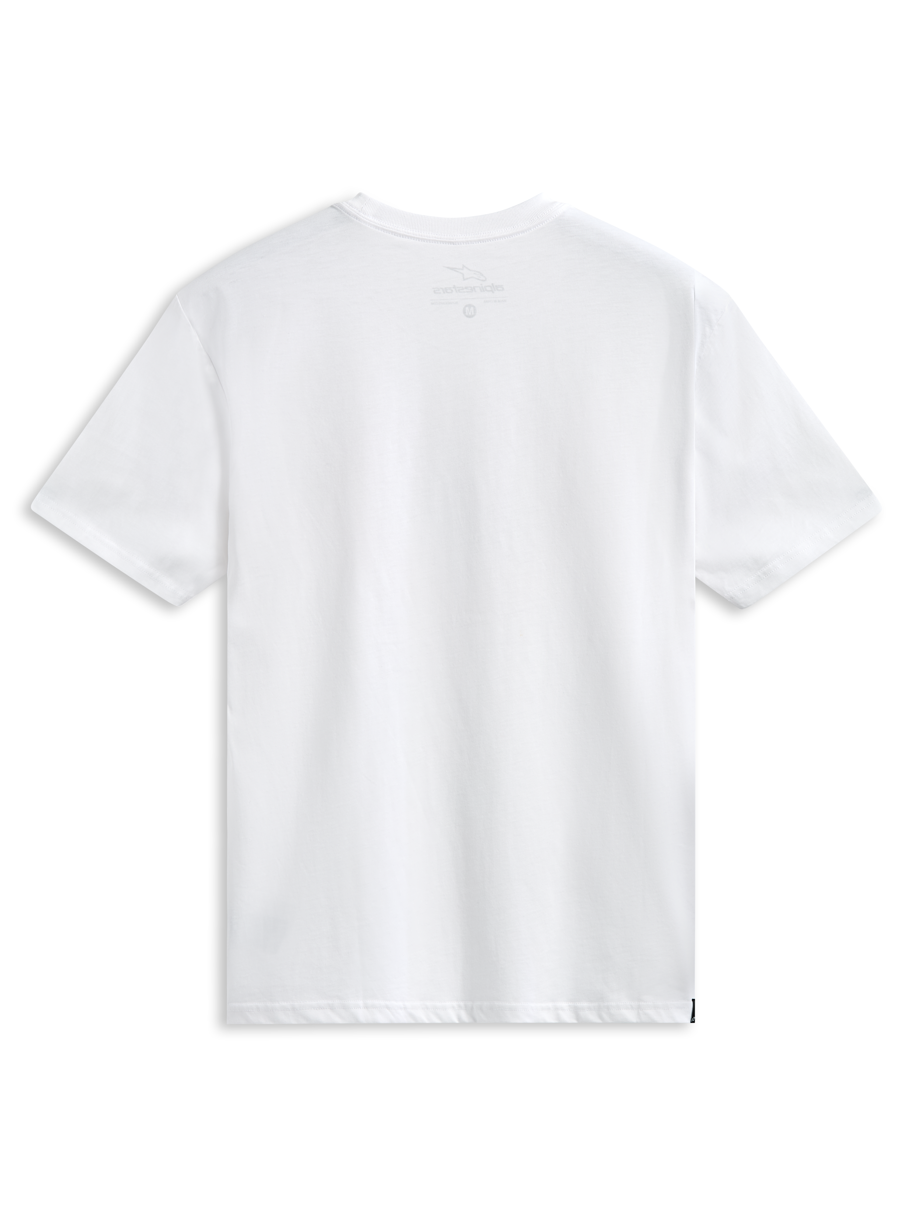 Alpinestars Always 2.0 CSF Tee, t-shirt de manga curta, branca, gráfico linear do logótipo em preto e vermelho, roupa desportiva casual de motorsport