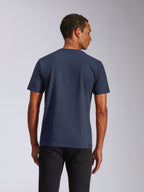 Alpinestars Ride 4.0 CSF Tee, t-shirt de manga curta, azul marinho, vista de costas num modelo, streetwear casual de desportos motorizados
