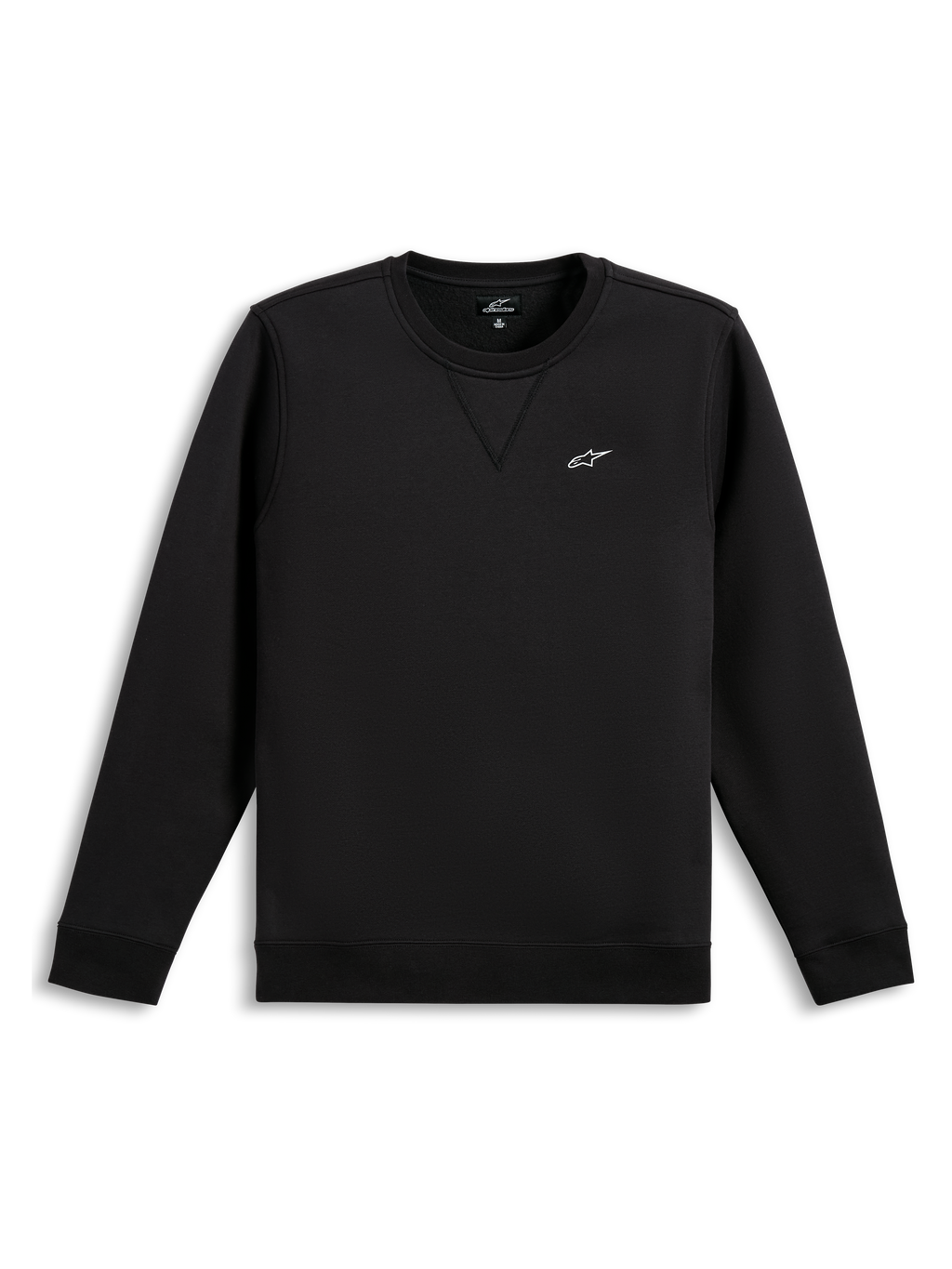 Alpinestars Sweatshirt Positive Crew, camisola preta sportswear com logótipo branco no peito e punhos e bainha canelados
