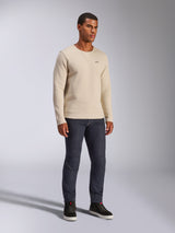 Alpinestars Positive Crew, sweatshirt de gola redonda, Off White, streetwear casual, com pequeno logótipo A-star preto no peito, gola canelada com detalhe de costura em V, mangas compridas, design moderno inspirado no desporto motorizado
