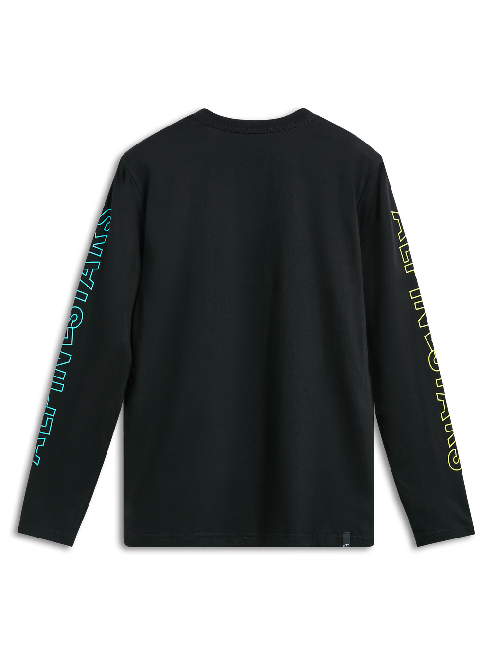 Alpinestars T-shirt Ayess CSF, t-shirt de manga comprida preta, vista traseira com gráficos impressos nas mangas, casual sportswear