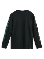 Alpinestars T-shirt Ayess CSF, t-shirt de manga comprida preta, vista traseira com gráficos impressos nas mangas, casual sportswear