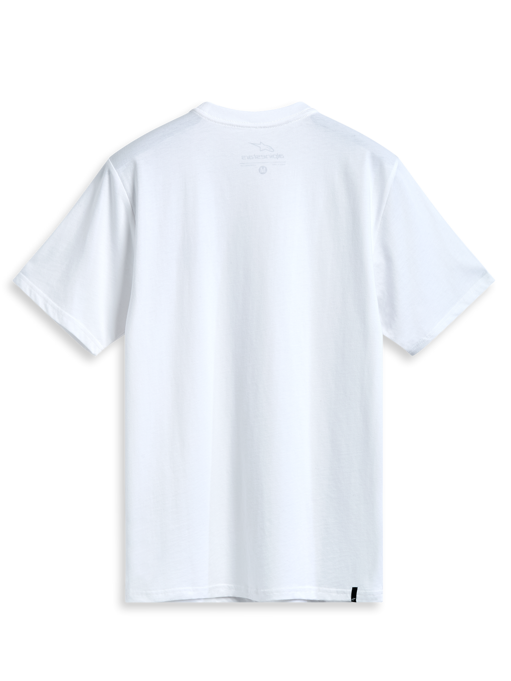 Alpinestars Geografica Csf Tee, t-shirt de manga curta, branca, vista traseira, design simples com pequena etiqueta tecida preta na bainha, streetwear casual de desportos motorizados