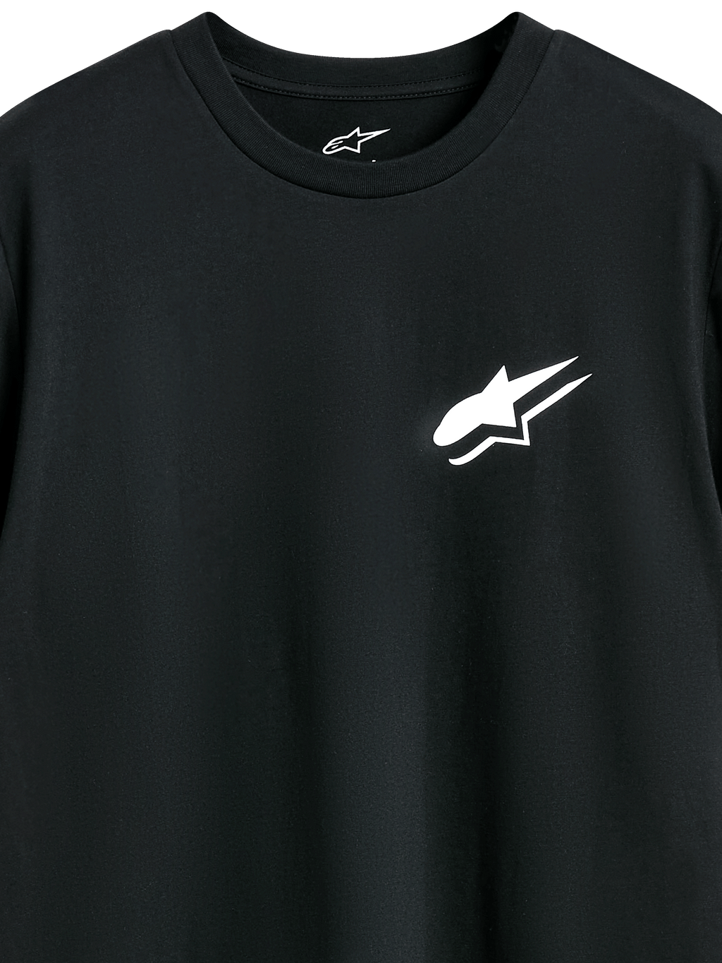 Alpinestars Formulate CSF Tee, t-shirt de manga curta, preta, logótipo Astars branco no peito, streetwear casual de desportos motorizados