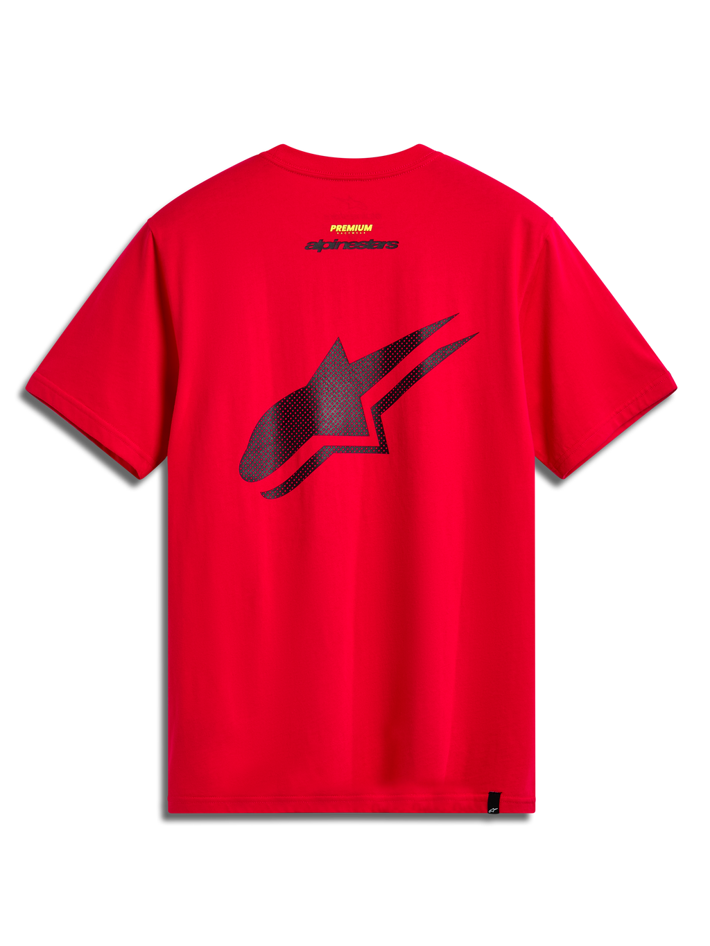 Alpinestars Formulate CSF Tee, Short Sleeve T-Shirt, Red, Back View featuring Large Black Perforated Astars Logo, Casual Sportswear Motorsport Style