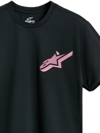 Alpinestars Attrition Performance Tee, t-shirt de manga curta, preta com logótipo Astars rosa, gola redonda, vestuário desportivo de performance