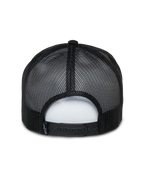 Boné Trucker Ayess Alpinestars, boné de estilo desportivo casual, branco e preto, vista traseira com painéis de malha respirável pretos e fecho snapback ajustável, design clássico de trucker com coroa de espuma