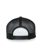 Alpinestars Mackinic Trucker Hat, Rear View, Black Mesh Panels with Brown Top Button, Adjustable Snapback Closure, Casual Sportswear Accessory