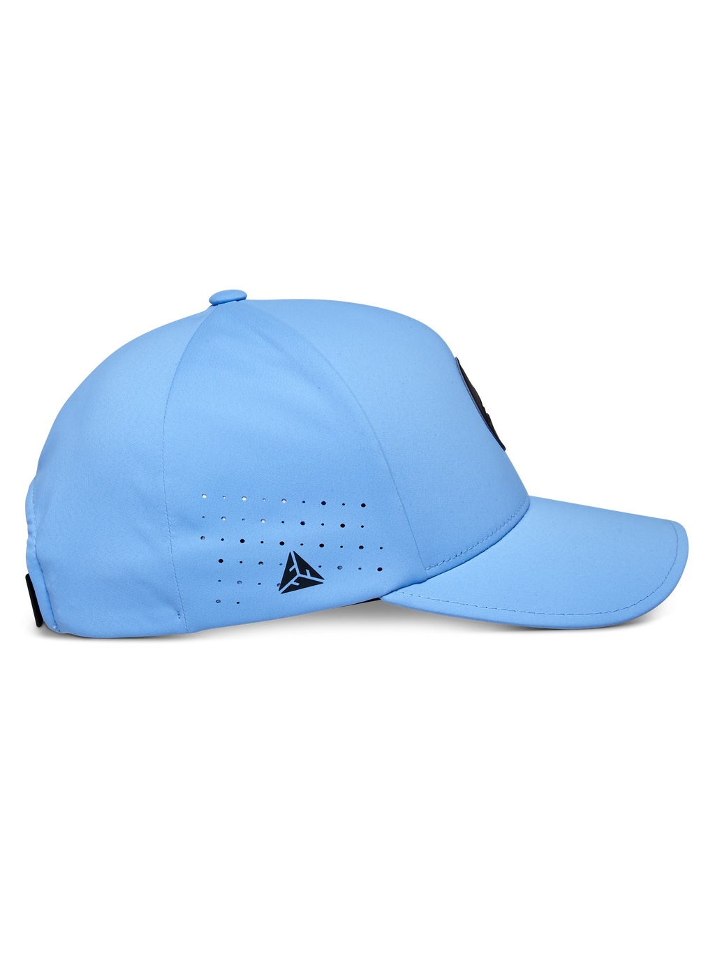 Boné Alpinestars Apex, azul, boné de basebol técnico, perfil lateral com pala curva e copa estruturada, orifícios de ventilação cortados a laser com um pequeno logótipo triangular preto, tecido moderno que absorve a humidade