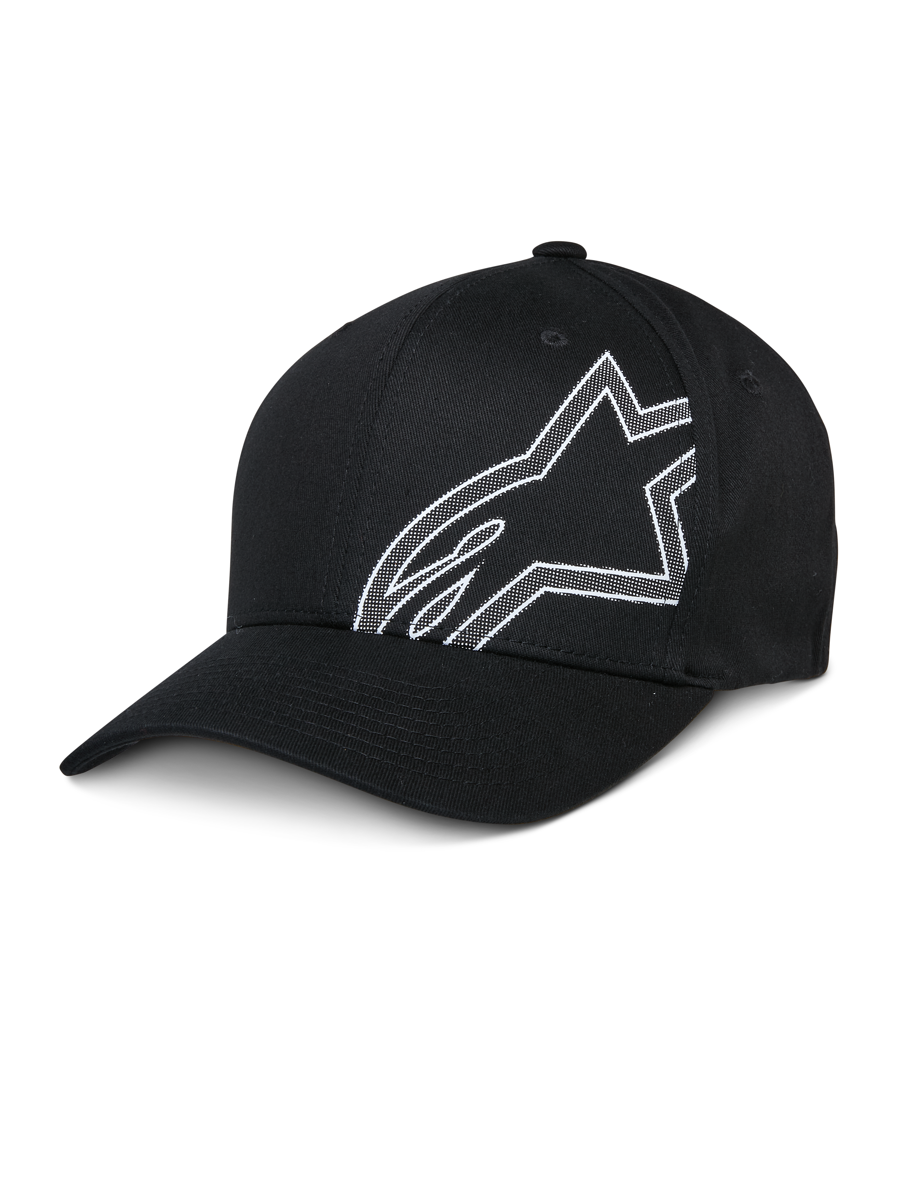 Alpinestars Share Hat, Black Baseball Cap, White Outlined Astars Logo, Curved Brim, Structured Crown, Casual Sportswear