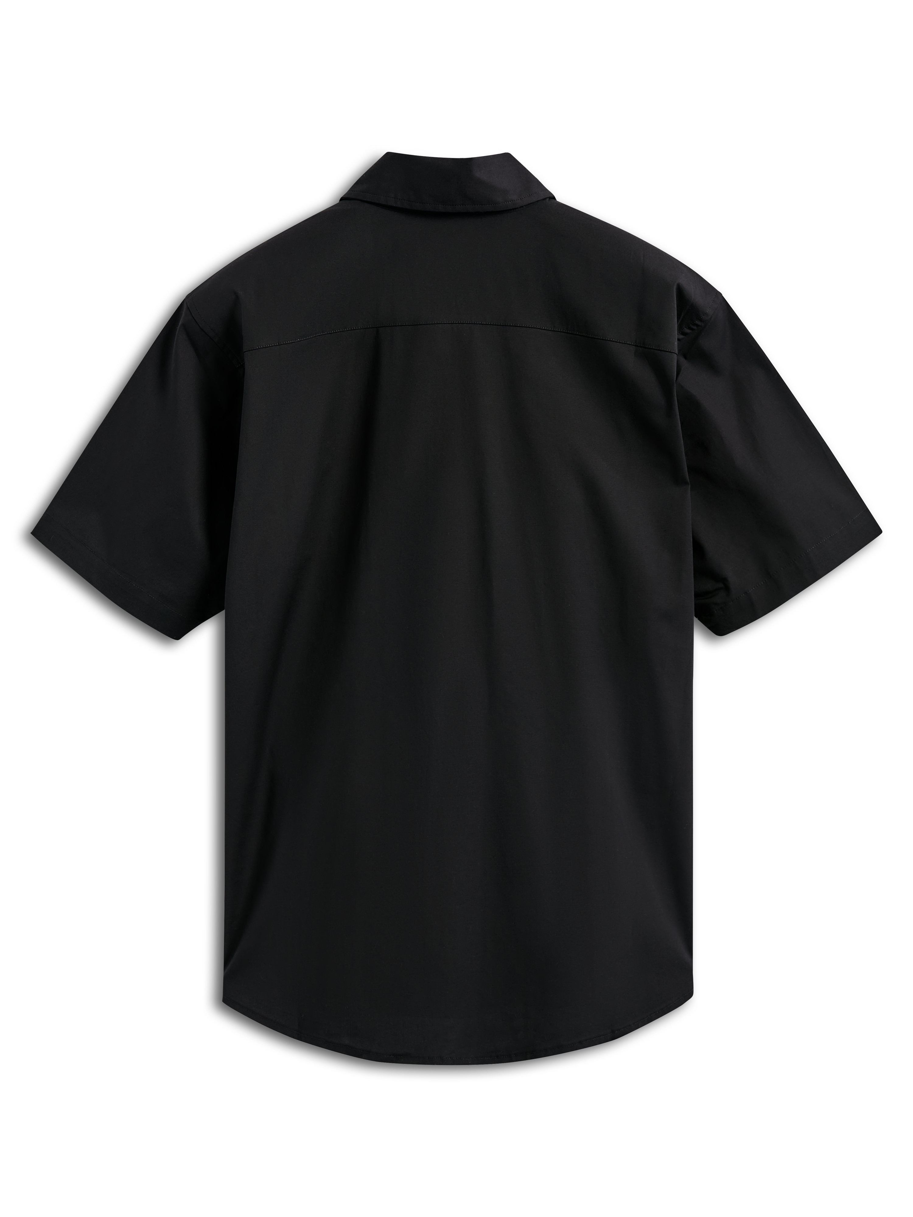 Alpinestars Strive Woven Shirt, Short Sleeve Button-Up Shirt, Black, Back View, featuring structured back yoke, casual motorsport-inspired streetwear