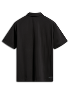 Alpinestars Impetus Sport Polo, Short Sleeve Polo Shirt, Black, Back view showing self-collar and small Alpinestars logo on the lower back hem, casual mock mesh sportswear