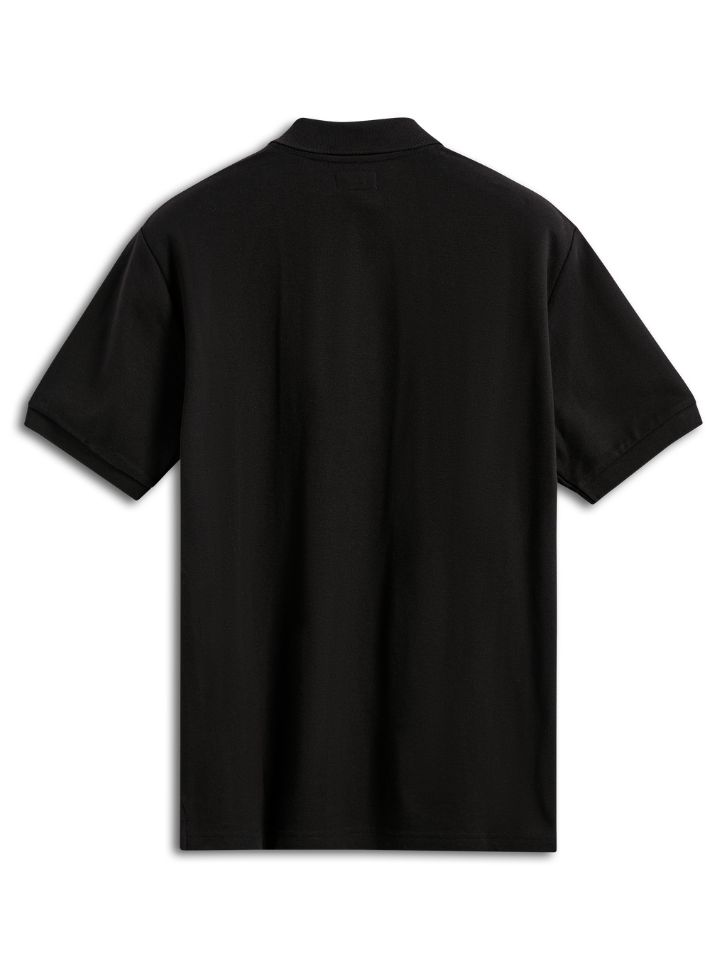 Polo Alpinestars Endeavor Classic, polo de manga curta, preto, vista traseira, tecido clássico de malha piqué com gola e punhos canelados, roupa desportiva casual de motorsport