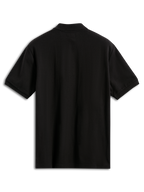 Polo Alpinestars Endeavor Classic, polo de manga curta, preto, vista traseira, tecido clássico de malha piqué com gola e punhos canelados, roupa desportiva casual de motorsport