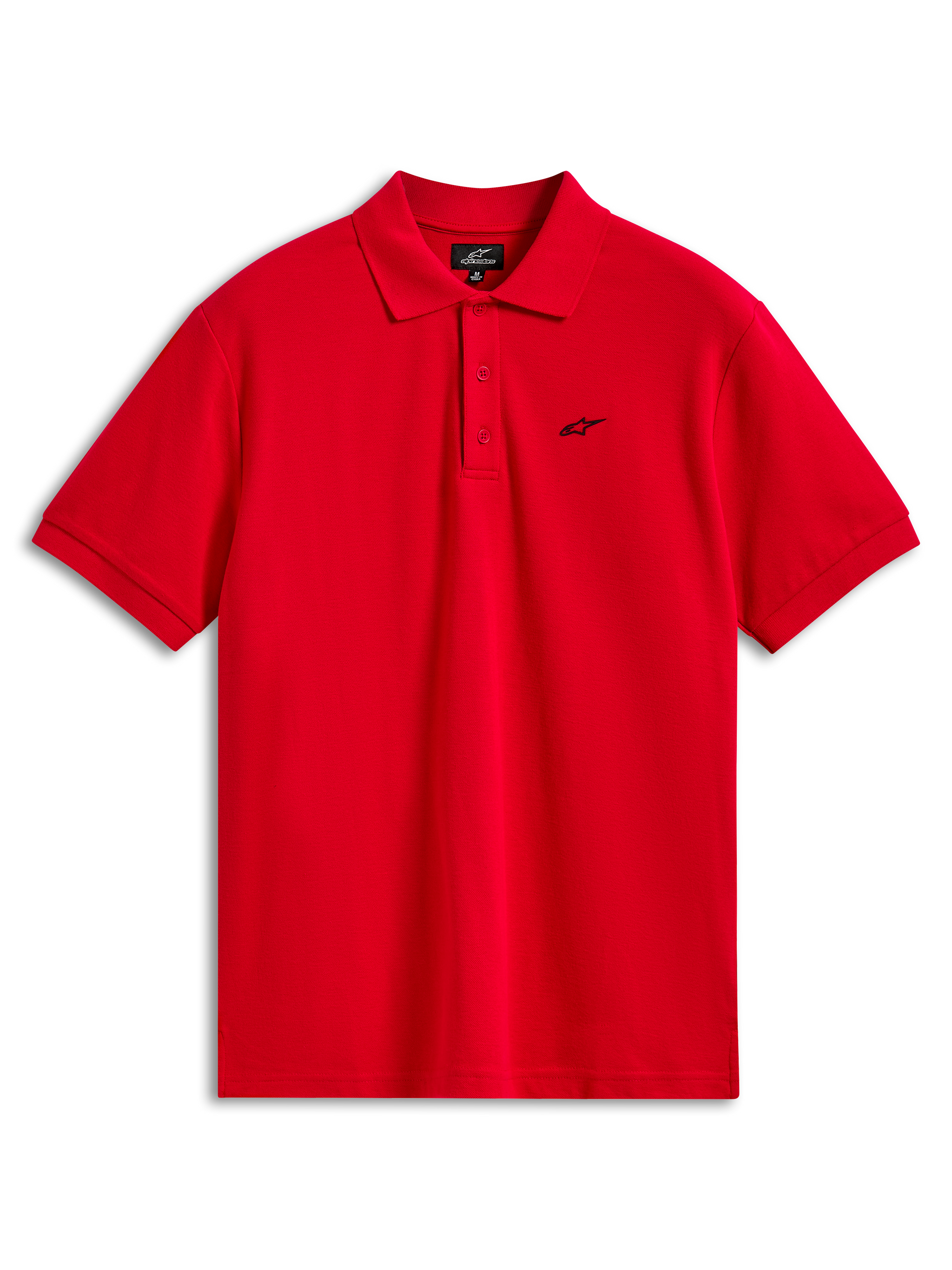 Polo Alpinestars Endeavor Classic, polo de manga curta em piqué, vermelho, pequeno logótipo Astars preto no peito, carcela de três botões, sportswear casual