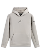 Alpinestars Insight Hoodie, sweatshirt casual, cinzento Cement com logótipo Astars preto no peito, bolso canguru, capuz forrado com rede, mangas compridas, design moderno inspirado no desporto motorizado