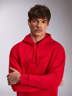 Alpinestars Emergent Oversized Hoodie, hoodie vermelho em fleece, com logótipo bordado em 3D no peito no mesmo tom, capuz com cordões, punhos em canelado, ajuste oversized, estilo streetwear casual