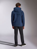 Alpinestars Emergent Oversized Hoodie, casual streetwear, navy blue, tonal Alpinestars wordmark embroidered on the back, oversized fit with hood, paired with black pants, back view