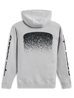 Alpinestars Obsessed Hoodie, camisola com capuz, cinzento cement e preto, vista traseira com gráfico MX em gradação e logótipos Alpinestars nas mangas, sportswear casual