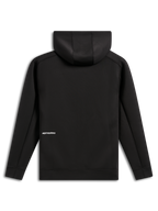 Alpinestars Cypher Hoodie, back view, Black, casual zip-front double face fleece hoodie, small white Alpinestars word logo on the lower back, mesh-lined hood, modern motorsport-inspired design