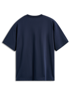 Alpinestars Aplomb Oversized CSF Tee, t-shirt de manga curta, azul-marinho, vista traseira, corte oversized relaxado, design liso com uma pequena etiqueta de logótipo na bainha inferior, roupa desportiva casual