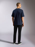 Alpinestars Aplomb Oversized CSF Tee, t-shirt de manga curta, azul-marinho, vista traseira, design simples com corte relaxado, streetwear casual de desportos motorizados