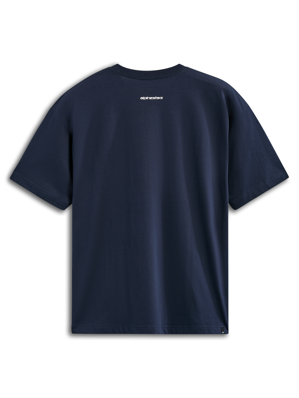 Alpinestars Focused Oversized CSF Tee, t-shirt de manga curta, azul marinho, vista traseira com pequeno logótipo Alpinestars em branco, streetwear casual de desportos motorizados