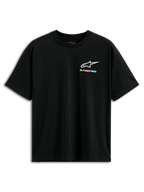Alpinestars Wild Oversized CSF Tee, t-shirt de manga curta, preta, com um pequeno logótipo Alpinestars multicolorido vibrante no peito, corte oversized, streetwear casual
