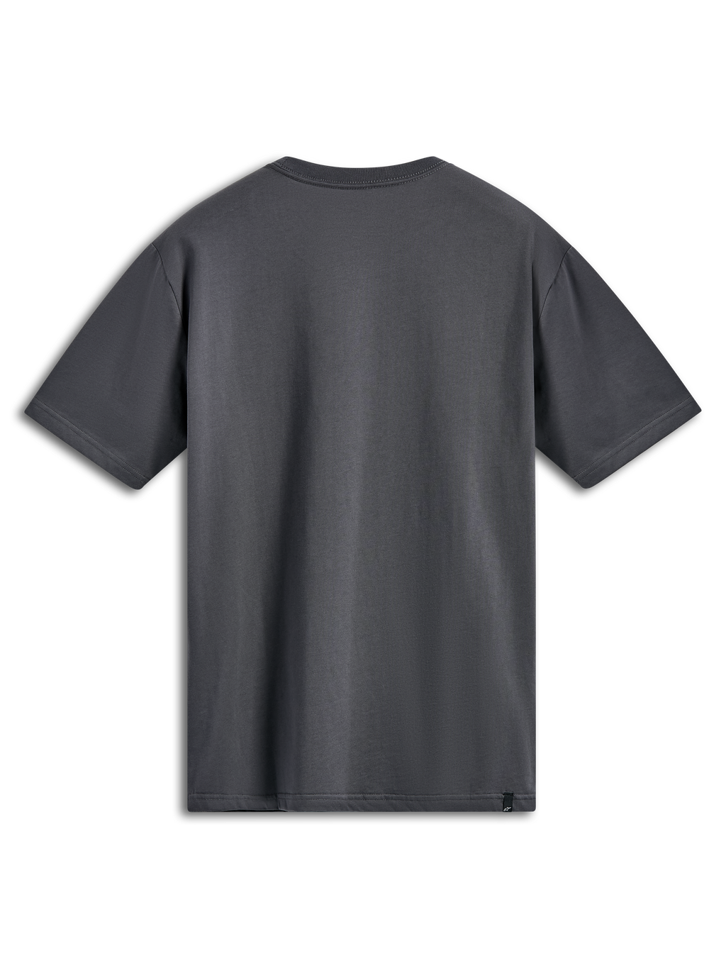Alpinestars Ellipsoid CSF Tee, t-shirt de manga curta, charcoal, vista traseira, design liso com pequena etiqueta preta de logótipo na bainha, sportswear casual