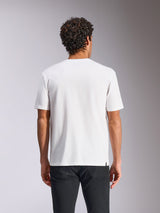 Alpinestars Plate CSF Tee, Short Sleeve T-Shirt, White, Back view, worn with black pants, casual motorsport streetwear