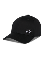 Alpinestars Pivot Hat, Black Sportswear Hat, featuring a curved bill and structured crown, small white Astars logo patch on the side, casual motorsport-inspired design