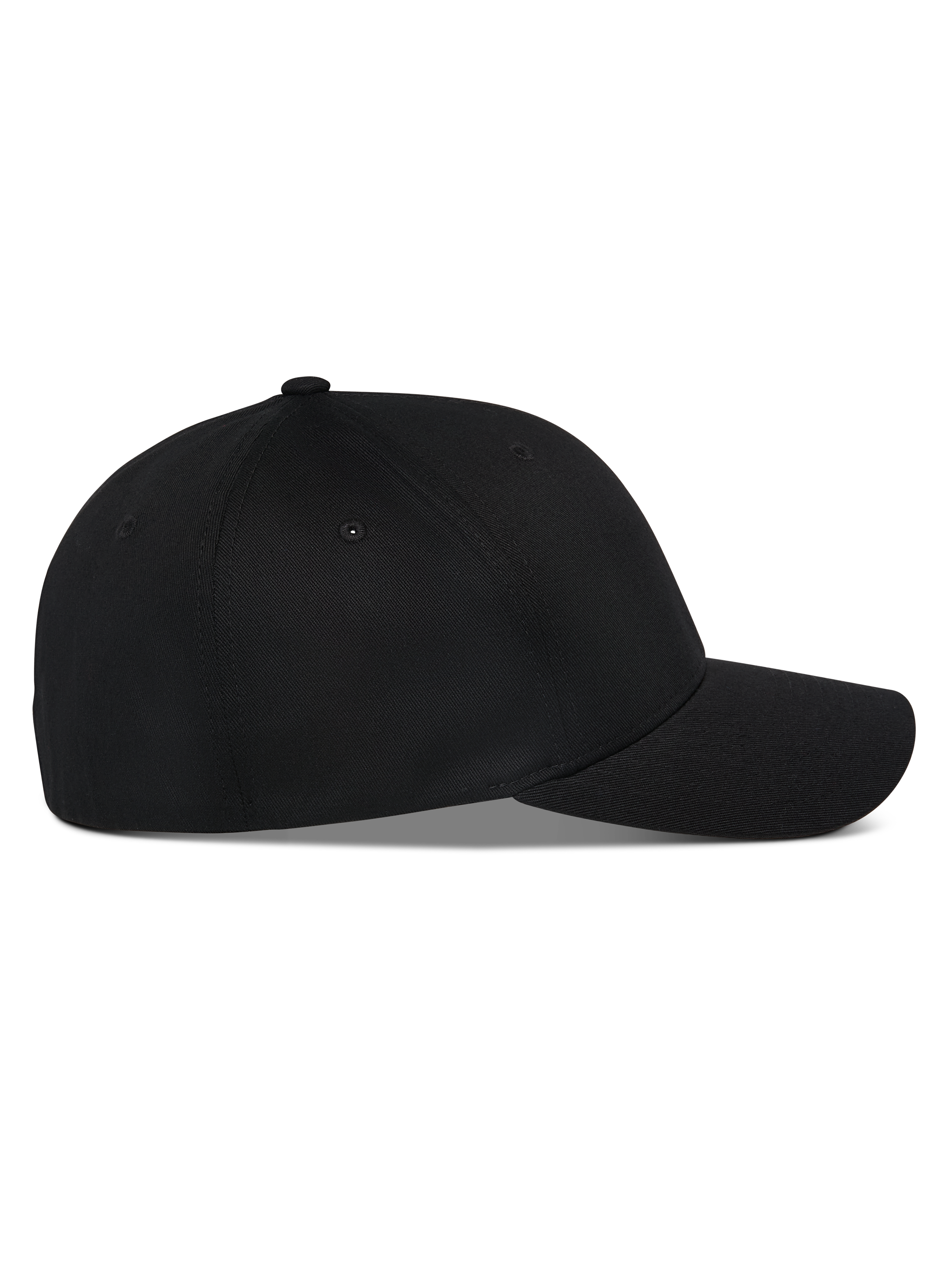 Alpinestars Pivot Hat, Black, side profile view of a structured baseball cap with a curved bill, twill fabric, casual motorsport-inspired headwear