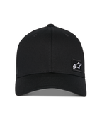 Alpinestars Pivot Hat, Black Baseball Cap, curved bill with structured crown, small white Astars star logo on a black embroidered patch, casual motorsport-inspired sportswear