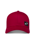 Alpinestars Pivot Chapéu, boné sportswear de aba curva, vermelho escuro, coroa estruturada em sarja e logótipo Astars preto.