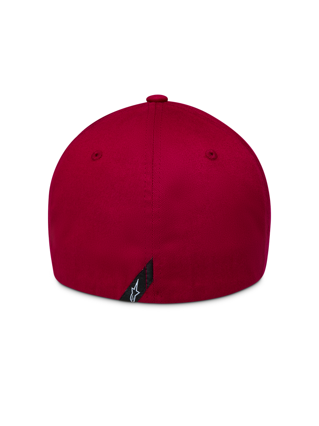 Alpinestars Pivot Chapéu, boné de sarja estruturado vermelho escuro, vista traseira com flex back e logótipo Astars bordado.