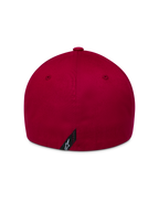 Alpinestars Pivot Chapéu, boné de sarja estruturado vermelho escuro, vista traseira com flex back e logótipo Astars bordado.