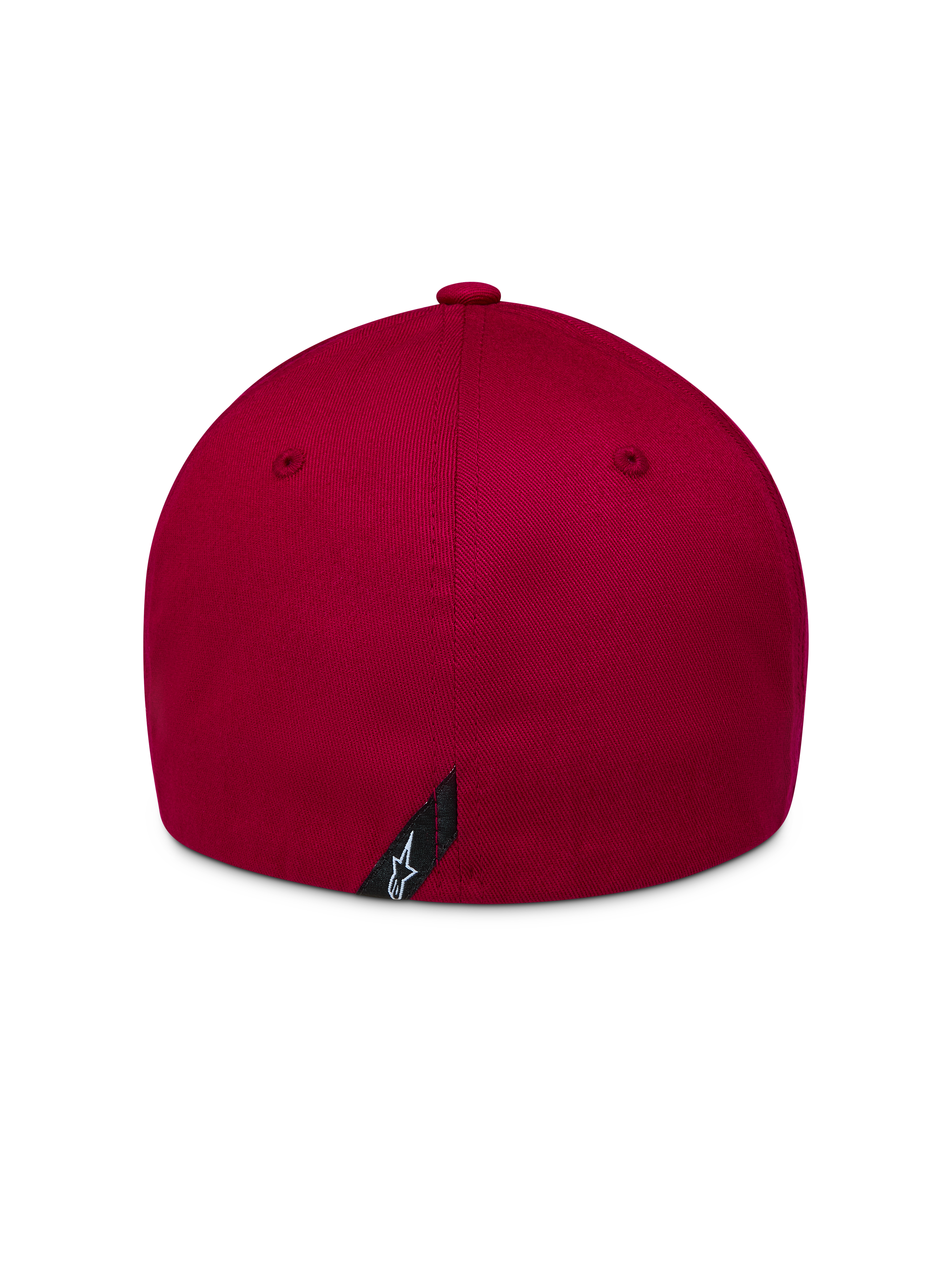 Alpinestars Pivot Chapéu, boné de sarja estruturado vermelho escuro, vista traseira com flex back e logótipo Astars bordado.
