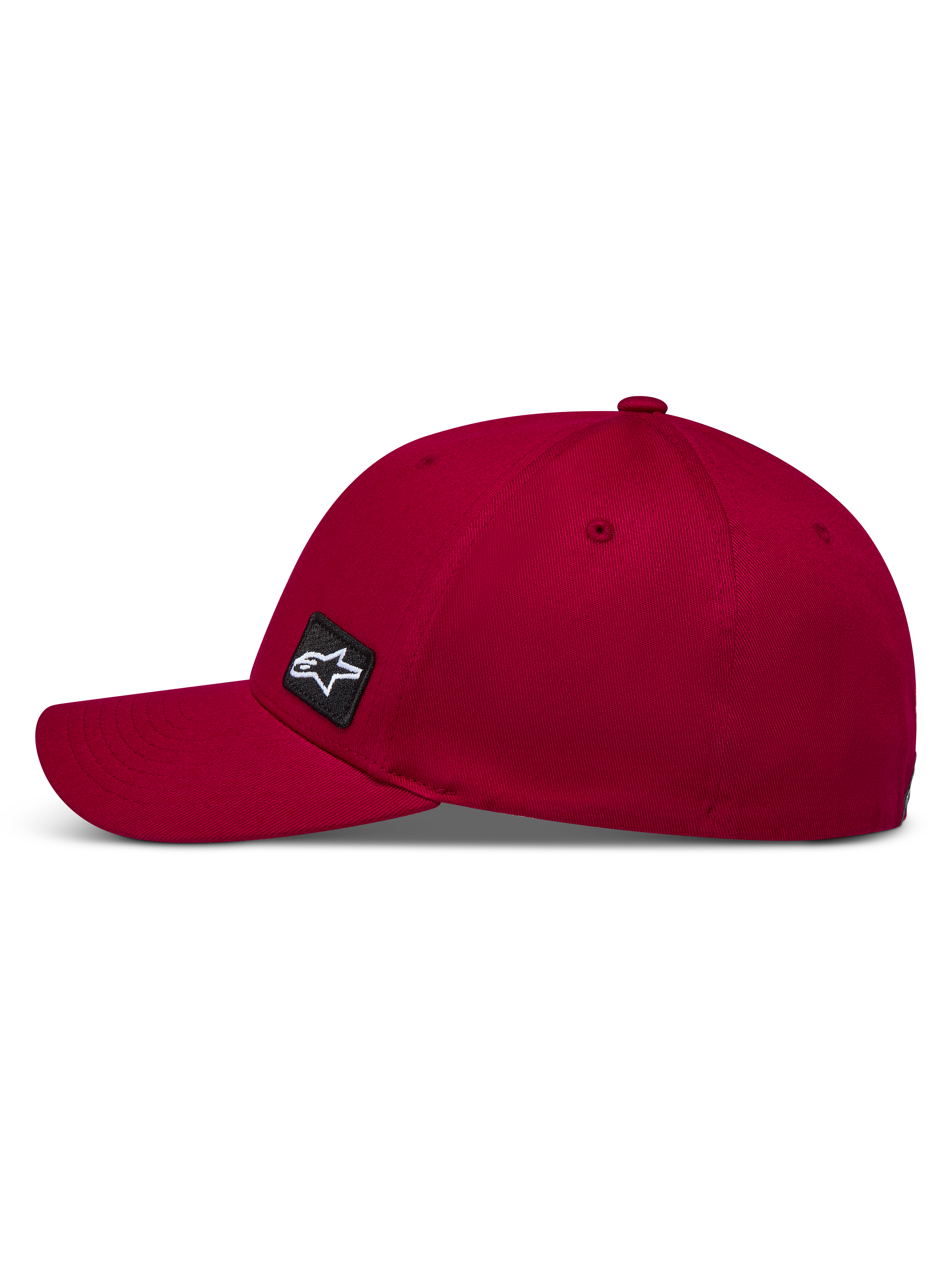 Alpinestars Pivot Chapéu, boné de sportswear em sarja vermelho escuro, aba curva e patch lateral com logótipo Astars bordado.