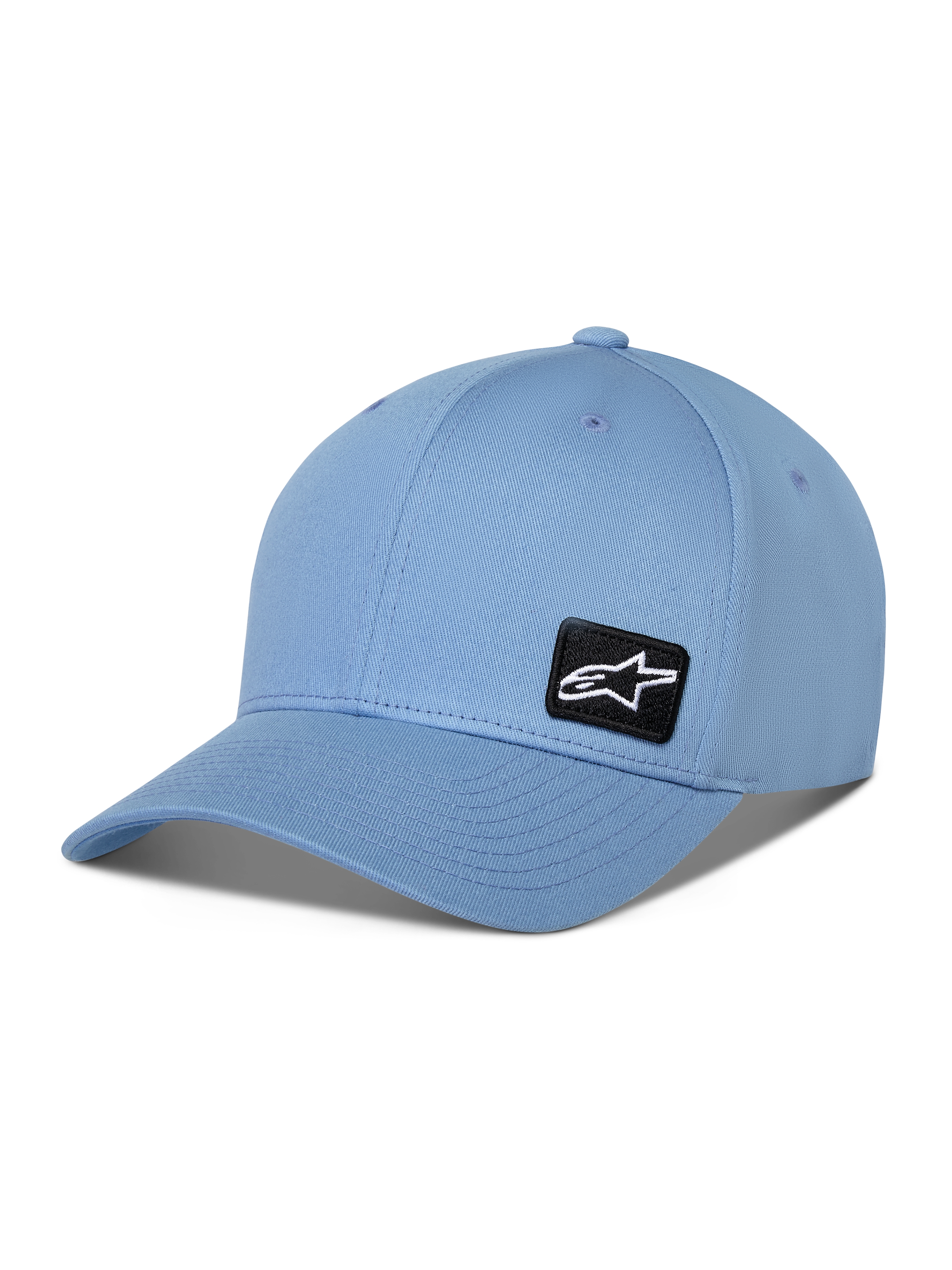 Alpinestars Pivot Hat, curved bill baseball cap, Blue, featuring a small black embroidered Astars logo patch on the side, casual sportswear accessory
