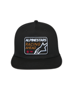Alpinestars Intuitive Snapback Hat, Black, Front Alpinestars Racing Ahead Embroidered Patch, Flat Bill with Structured Crown, Casual Motorsport Headwear