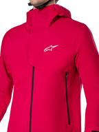 Alpinestars A-Dura Elite Waterproof Jacket, casaco de chuva para MTB, Vermelho Fluo, construção técnica ripstop de 3 camadas com capuz para usar sobre o capacete e aba frontal contra tempestades, equipamento de ciclismo de alto desempenho para trilhos em todas as condições meteorológicas